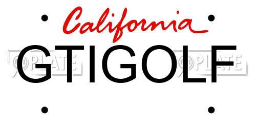 GTIGOLF California License Plate