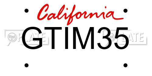 GTIM35 California License Plate