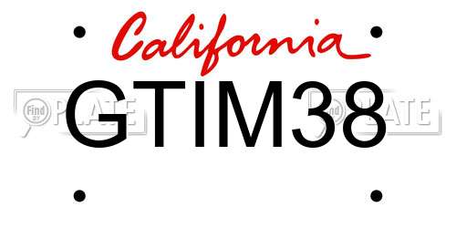 GTIM38 California License Plate