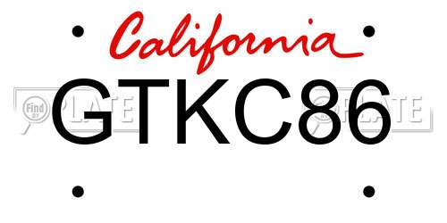 GTKC86 California License Plate