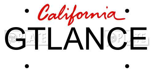 GTLANCE California License Plate