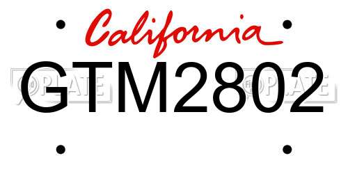 GTM2802 California License Plate
