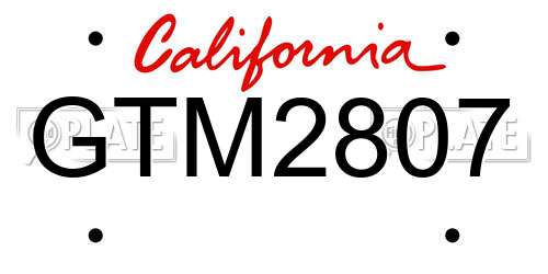 GTM2807 California License Plate