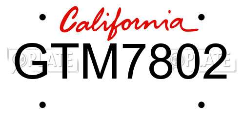 GTM7802 California License Plate