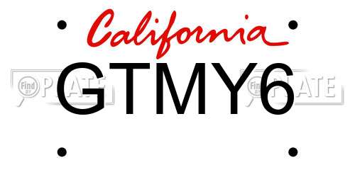 GTMY6 California License Plate