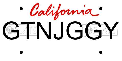 GTNJGGY California License Plate