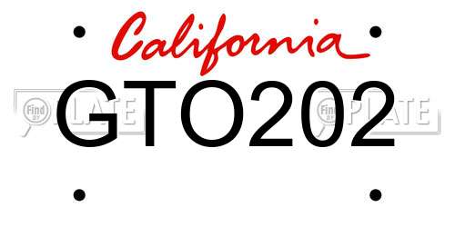 GTO202 California License Plate