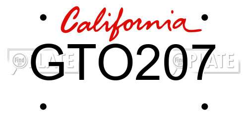 GTO207 California License Plate