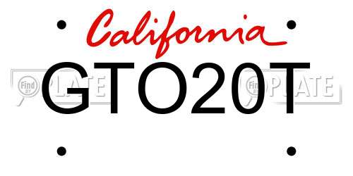 GTO20T California License Plate