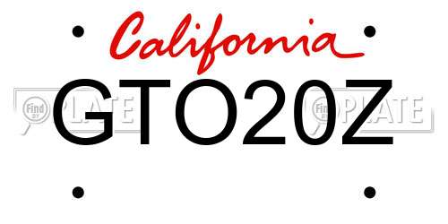 GTO20Z California License Plate