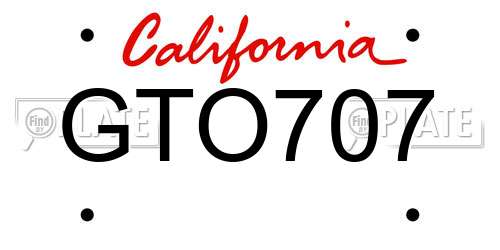 GTO707 California License Plate