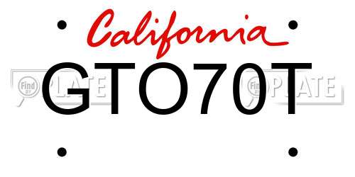 GTO70T California License Plate