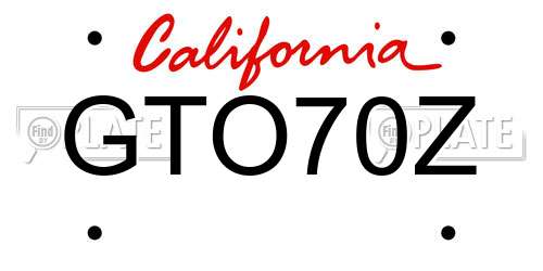 GTO70Z California License Plate