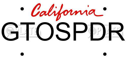 GTOSPDR California License Plate