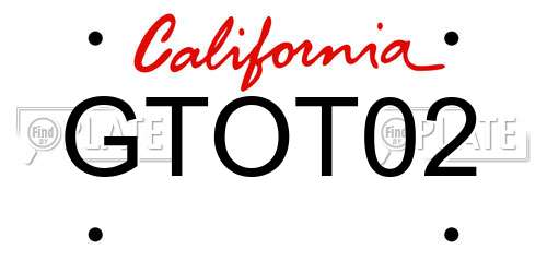 GTOT02 California License Plate