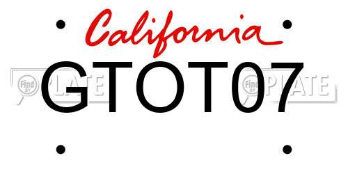 GTOT07 California License Plate