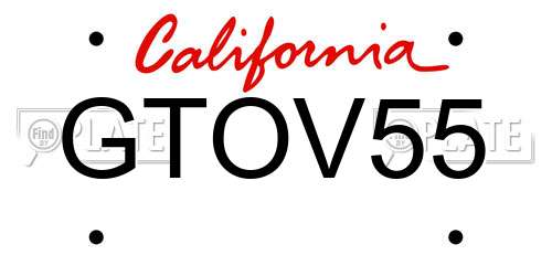 GTOV55 California License Plate