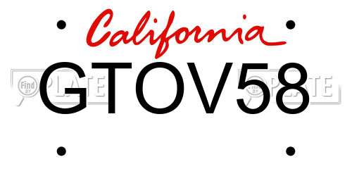 GTOV58 California License Plate