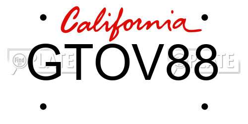 GTOV88 California License Plate
