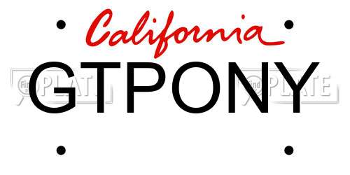 GTPONY California License Plate