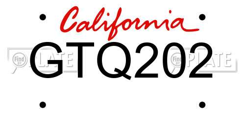 GTQ202 California License Plate