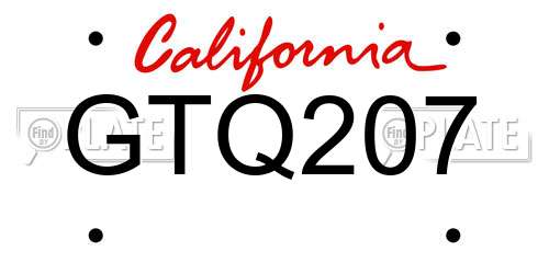 GTQ207 California License Plate