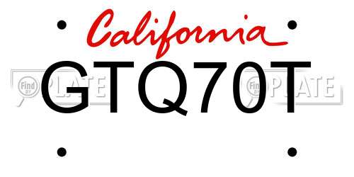 GTQ70T California License Plate