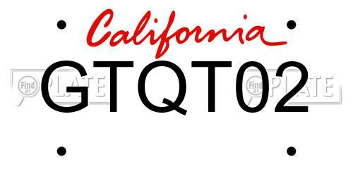 GTQT02 California License Plate
