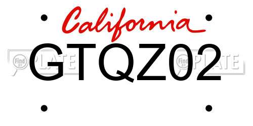 GTQZ02 California License Plate