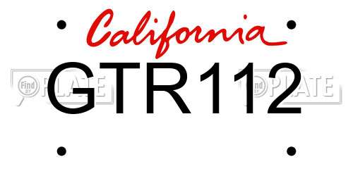 GTR112 California License Plate