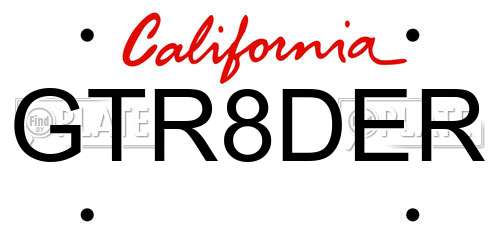 GTR8DER California License Plate