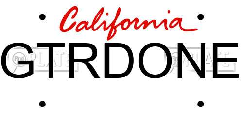 GTRDONE California License Plate