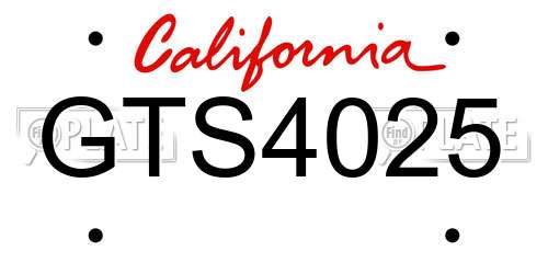 GTS4025 California License Plate