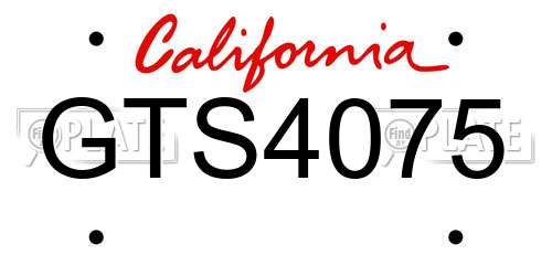 GTS4075 California License Plate