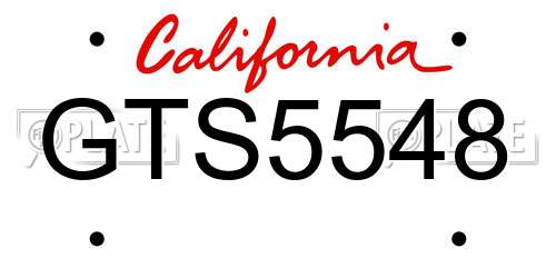 GTS5548 California License Plate