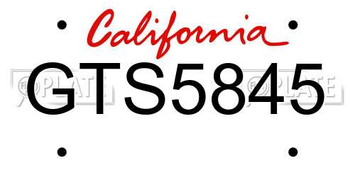 GTS5845 California License Plate