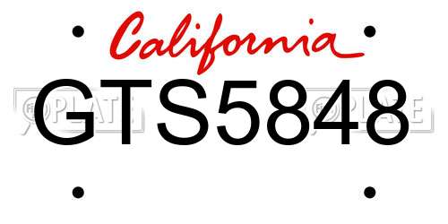 GTS5848 California License Plate
