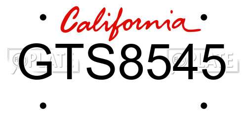 GTS8545 California License Plate