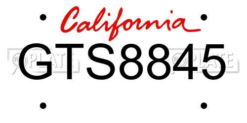 GTS8845 California License Plate