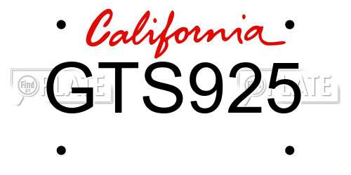 GTS925 California License Plate