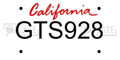 GTS928 California License Plate