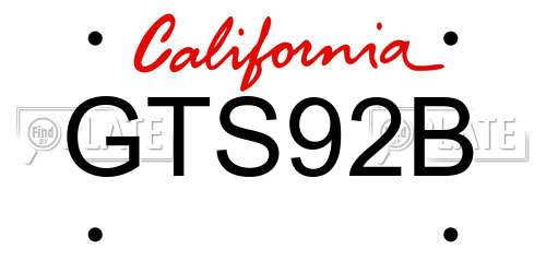 GTS92B California License Plate