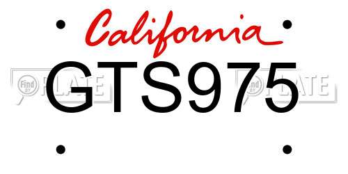 GTS975 California License Plate