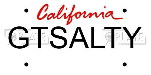 GTSALTY California License Plate