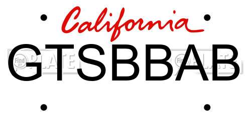 GTSBBAB California License Plate