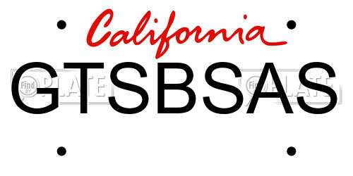 GTSBSAS California License Plate