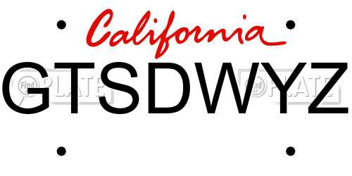 GTSDWYZ California License Plate
