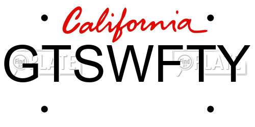 GTSWFTY California License Plate