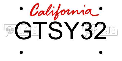 GTSY32 California License Plate