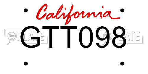 GTT098 California License Plate
